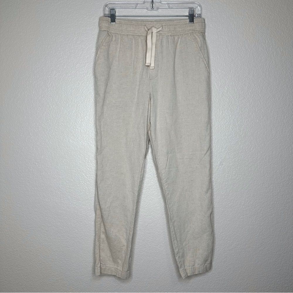 NWOT Zara Linen Blend Cream Pull On Women’s Pants, Sz Medium